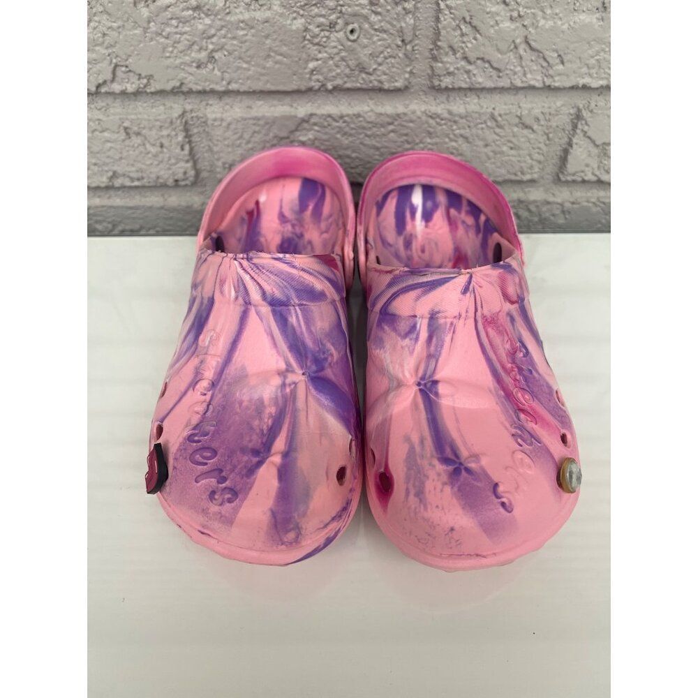 Skechers Girls Pink Tie Dye Rubber Sandals Size 5